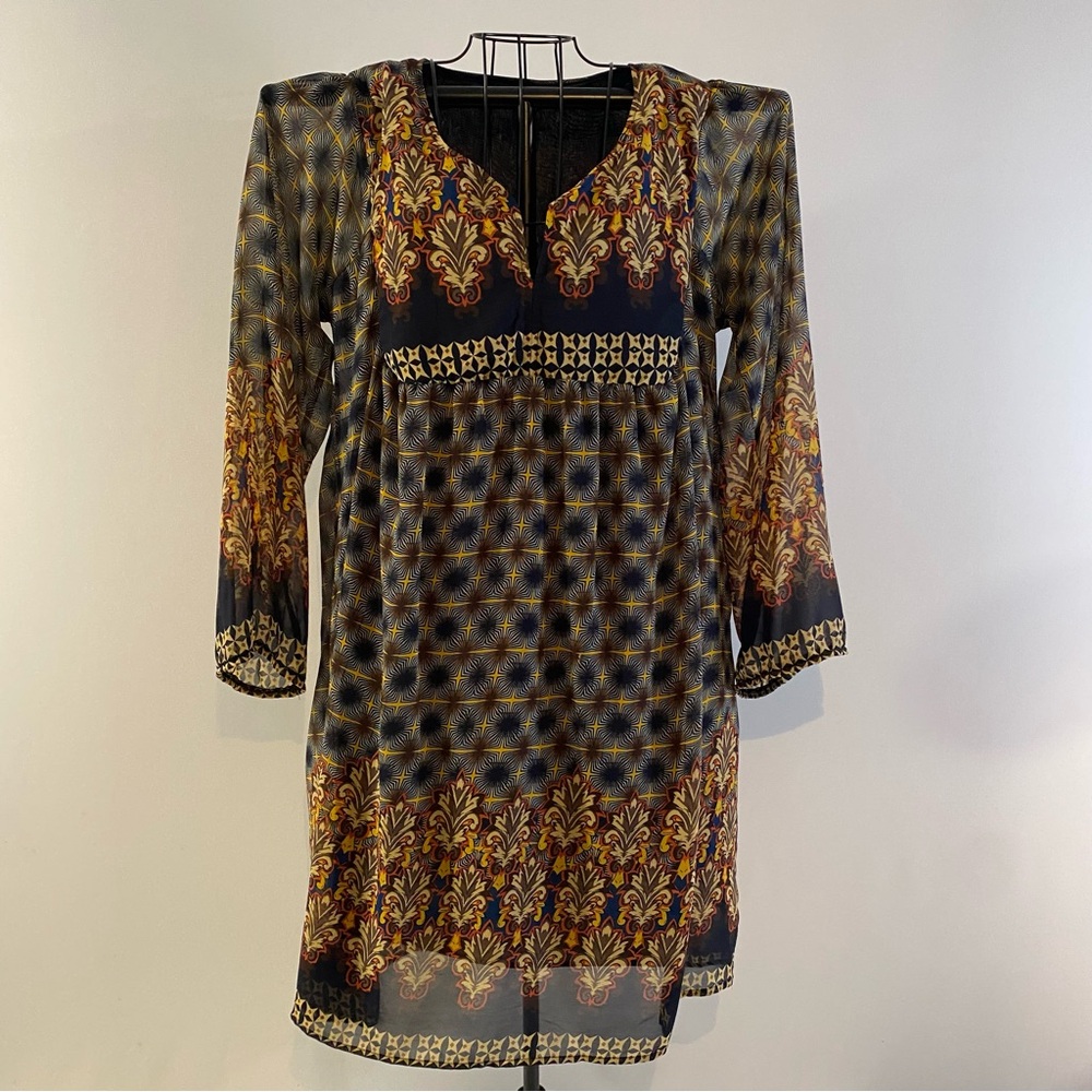 Reborn Sheer Fully Lined Midi Long Sleeve Dress        Size XL